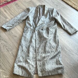 Vintage Gray Double-Breasted Long Jacket